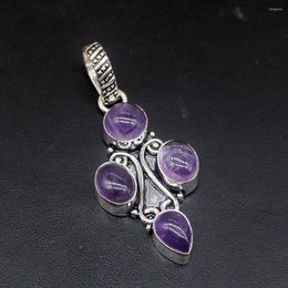 Pendentif Colliers Hermosa Bijoux Vintage Élégant Violet Charoite Argent Couleur Collier De Charme Pour Les Femmes Cadeaux 20234718