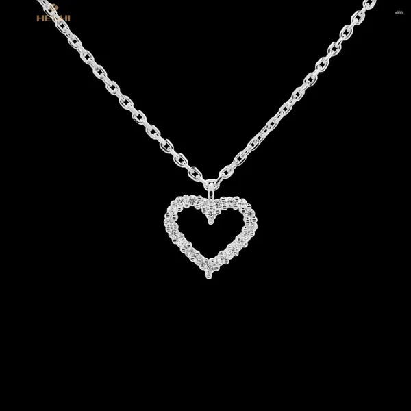 Collares colgantes HESHI 925 Sterling Silver Zirconia Collar de corazón para mujeres Chica Joyería fina Aniversario Regalos de todos los partidos Lindo Romántico