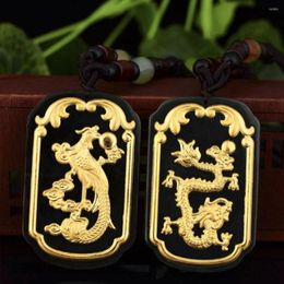 Pendentif Colliers Hetian Jades Bonne Chance Top Qualité Hommes Femmes De Goldes Moyu Golden Dragon et Phoenix