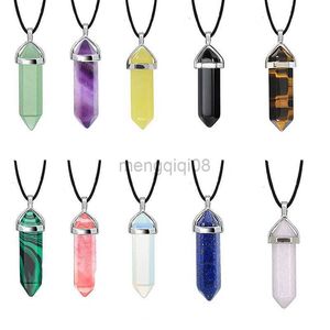 Hanger kettingen zeshoekige kogel roze paarse kristallen vrouwen sieraden reiki chakra natuursteen kwarts pendulum pendulo y23