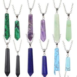 Pendentif Colliers Hexagonal Pierre Naturelle Quartz Rose Cristal Pendum Chakra Charmes Collier Reiki Guérison Bijoux Drop Delivery Penda Dhbv8