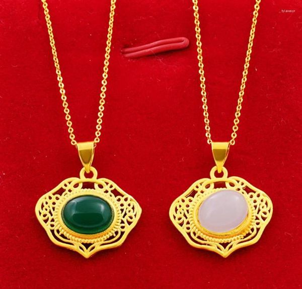 Pendentif Colliers Salut 2pcs Unisexe Vintage Lone Life Lock 24K Collier En Or Pour Bijoux De Fête Avec Chaîne Tour De Cou Cadeau D'anniversaire