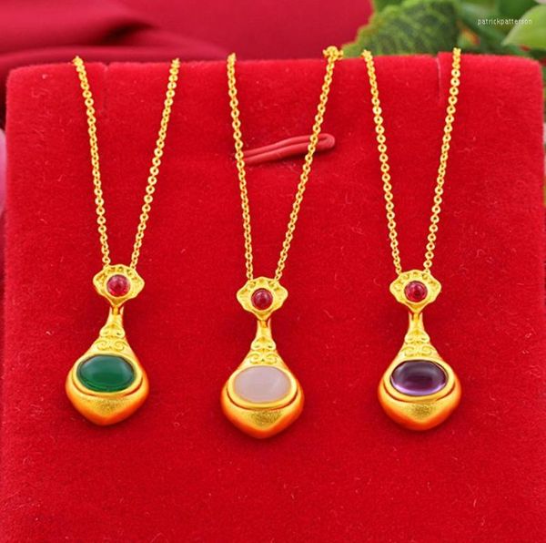 Pendentif Colliers Salut 3pcs / lot Japon et Corée du Sud Collier en or 24 carats pour bijoux de fête avec chaîne ras du cou cadeau d'anniversaire fille pull