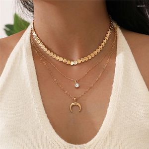 Collares pendientes HI MAN 3pcs / set Bohemian Sun Zircon Moon Fish Tail Collar mixto Mujeres Personalidad simple Joyería diaria