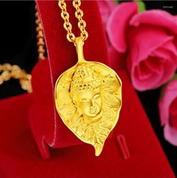 Pendentif Colliers Salut Vintage Ne se décolore pas 24 carats Collier de tête de Bouddha en or pour petite amie Femmes Bijoux avec chaîne ras du cou cadeau d'anniversaire fête