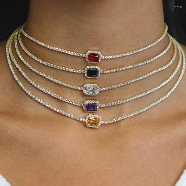 Pendentif Colliers HIBRIDE Mode Rectangle Cubic Zirconia Chokers Pour Femmes Fête Anniversaire Dîner Robe Bijoux Bijoux Femme N-1864