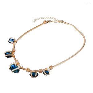 Pendentif Colliers Haute Couture Femmes Élégant Charme Bleu/Vert Cristal Collier Accessoire Goutte En Gros