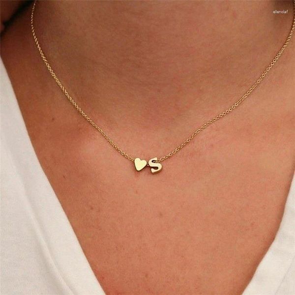 Collares colgantes de alta calidad 18k chapado en oro de acero inoxidable collar de corazón inicial para mujeres letra pequeña personalizada