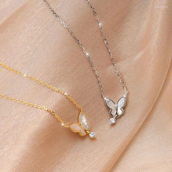 Colliers pendentifs de haute qualité 18 carats plaqué or papillon opale collier S925 argent