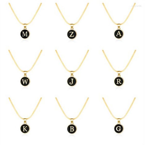 Collares pendientes de alta calidad, Collar redondo de 26 letras para mujer, gargantilla de cadena de Color dorado para parejas, joyería inicial, Collar de regalos de cumpleaños