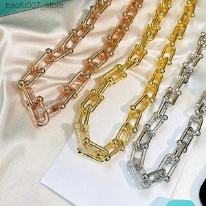 Pendentif Colliers Haute qualité 925 en argent Sterling U-ring boucle collier femmes personnalité mode marque de luxe bijoux fête cadeau Q240330