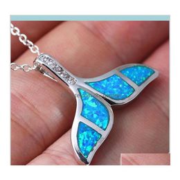 Hangende kettingen hoogwaardige kristal blauw opaal zeemeermin walvis vissen staart ketting charme trendy sieraden cadeau voor vrouwen yutgc ketting otzhx