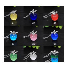 Hanger kettingen hoogwaardige schattige mini appel 9 kleur opaal maansteen fruitvorm charme watergolfketens voor vrouwen mode sieraden d otjtn