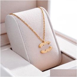 Colliers pendentifs Collier d'or de haute qualité Luxury 2023 Chain Classic Design Brand Bijoux Party de mariage Dr Dh69v