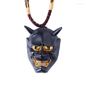 Collares pendientes alta calidad resina Hannya Evil Oni Noh máscara collar estilo japonés Horror Punk Hip Hop regalo de Halloween