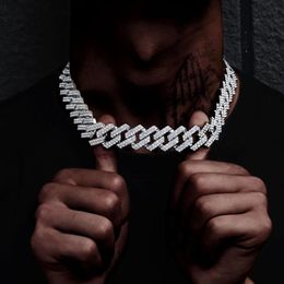 Collares colgantes de alta calidad helado hacia fuera joyería de los hombres 5A CZ Hip Hop Bling Micro Pave 19 mm Cadena de eslabones cubanos Big Heavy Chunky Necklace270R