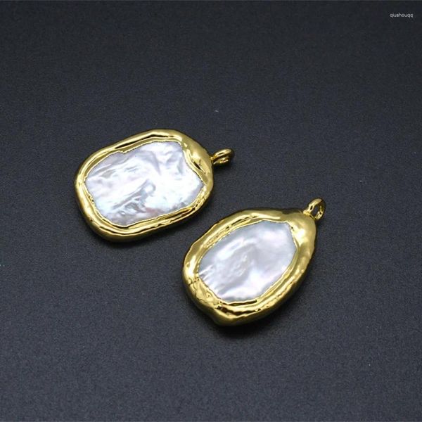 Collares pendientes Perlas de agua dulce naturales de alta calidad Colgantes chapados en oro de 24 quilates para mujeres de moda Collar de pendientes que hace hallazgos