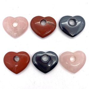 Colliers pendants Hématite naturelle Hématite Rouge Perles de pierre en forme de coeur Grand trou 10 mm Collier de mode simple accessoires 30x35 mm