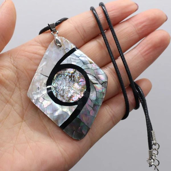 Pendentifs de haute qualité Rhombus Paua Abalone Shell Pendentifs Coquillage naturel Charms Collier de corde en cuir Bijoux exquis