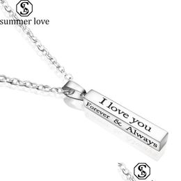 Pendentif Colliers Haute Qualité En Acier Inoxydable Solide Blanc Bar Collier Pour L'acheteur Propre Gravure Je T'aime Toujours Lettre Cha Lulubaby Dhztq