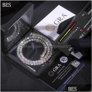 Hanger Kettingen Hoge Kwaliteit Sterling Sier Tennis Mosan Diamond M--6Mm Vvs Moissanite Cubaanse Ketting Voor Mannen Vrouwen fijne Jewelr Dhtfn