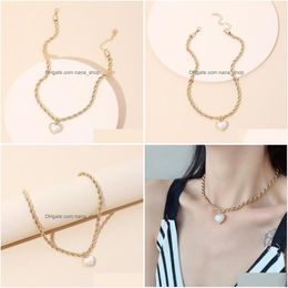 Pendentif Colliers Hip Hop 2Mm Métal Twist Corde Chaîne Collier Pour Les Femmes Opale Amour Cou Bijoux De Mode Cadeau En Gros Drop Delivery P Dhioj