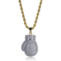 Pendentif Colliers Hip Hop 3A CZ Pierre Pavé Bling Glacé Gant De Boxe Pendentifs Pour Hommes Rappeur Bijoux Drop Cadeau