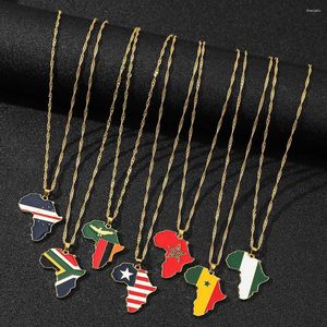 Pendentif Colliers Hip-Hop Afrique Carte Collier Nigeria Congo Somalie Drapeau National Couleur Correspondant Métal Émail Bijoux Accessoires Cadeau