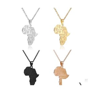 Collares pendientes Hip Hop Mapa de África Acero inoxidable Elefante Jirafa León Animal Para Hombres Mujeres Joyería de moda Regalo Entrega de la gota Pe Ot5Yg