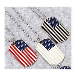 Colliers de pendentif hip hop américain drapeau national mascu square s carré usa carte militaire charme chaîne de perles pour femmes rappeur bijoux de mode Dr Otbns