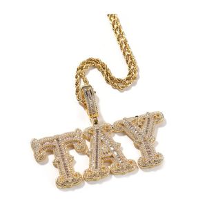 Hanger kettingen hiphop az aangepaste naam letters ketting ijs uit bling 18k real gold combinatie druppel levering sieraden hangers dhgy0