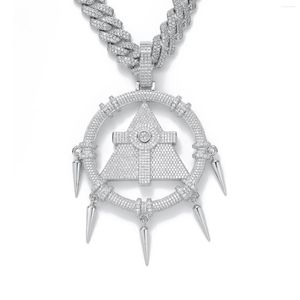 Pendentif Colliers Hip Hop Grande Taille CZ Pierre Millénaire Sagesse Roue Pendentifs Collier Pour Hommes Femmes Rappeur Bijoux Cadeau