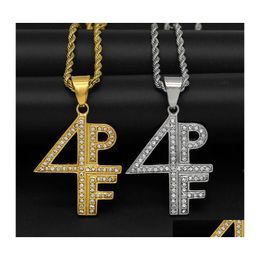 Hanger kettingen hiphop bling iced out gouden sier kleur vast roestvrij staal 4pf hangers nekverhaal voor mannen rapper sieraden drop deli dhulx