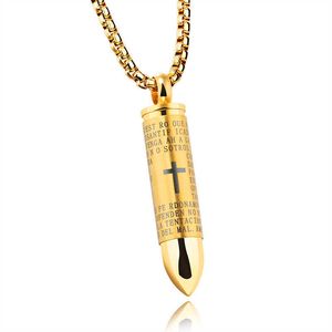 Hanger kettingen Hip Hop Bullet Cross Scripture Mens 316L roestvrijstalen sieraden kunnen worden losgeschroefd