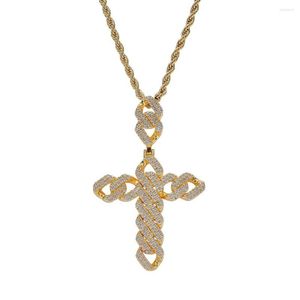 Pendentif Colliers Hip Hop Chaîne Entièrement Glacé Laboratoire Diamant Losange Croix Pendentif Collier Pour Hommes Femmes