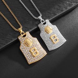 Colliers pendants Hip-Hop Classic Zircon No. 8 Collier de maillot de basket pour hommes et femmes fans