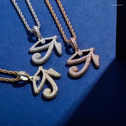 Colliers de pendentif Hip Hop Claw Setting Cz Stone Bling Iced Out Eye of Horus Pendants for Men Women Women Rappen Jewelry Drop