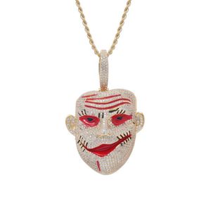 Hanger kettingen hiphop klauw instelling cz stenen bling clown masker hangers voor mannen rapper sieraden drop hangerpendant