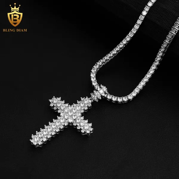 Pendentif Colliers Hip Hop Croix Cubique Zircon Out Punk Hommes Femmes Mode Cool Bijoux