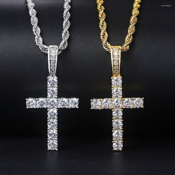 Collares pendientes Hip Hop Cruz collar cadena para hombres mujeres Iced Out Zircon Crystal accesorios de joyería al por mayor OHP003