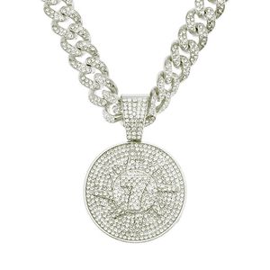 Colliers de pendentif Hip Hop Crystal Lucky Number 7 Pendant avec Big Miami Cuban Chain Choker Collier pour hommes Femmes Iced Out Coin Jewelry 220909