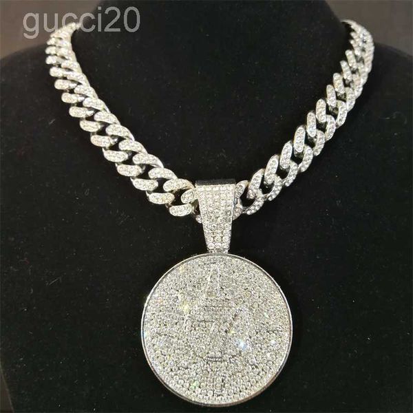 Colliers pendants Hip Hop Crystal Lucky Number 7 avec Big Miami Cuban Chain Collier Collier pour hommes Femmes Iced Out Coin Jewelry L2LF NJ8L HWJC