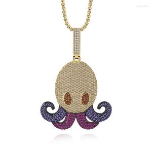 Hanger kettingen hiphop kristal octopus ketting koper ijsje out kubieke zirkoon inktvis sieraden gratis link ketting cadeau voor mannen heal2222