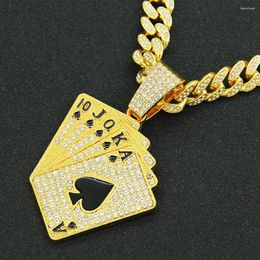 Colares Pingente Hip Hop Crystal Poker com Bling 13mm Largura Miami Cuban Chain Colar para Homens Gelado Out Rapper Jóias Drop