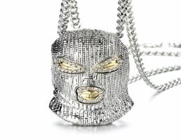 Ожерелья с подвесками в стиле хип-хоп, ожерелье CSGO в стиле рок, блестящие стразы, золотой цвет, черная маска, подвеска на голову, мужские ювелирные изделия Gift8443728