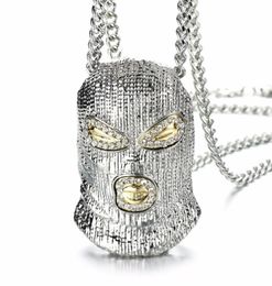 Collares colgantes Hip Hop CSGO Collar Estilo Rock Bling Out Rhinestone Color Oro Máscara Negra Cabeza Encanto Hombres Joyería Gift6616010