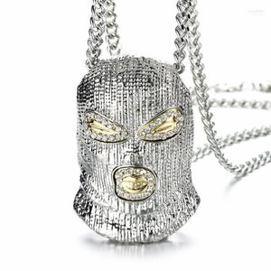 Collares pendientes Hip Hop CSGO Collar Estilo Rock Bling Out Rhinestone Color Oro Negro Máscara Cabeza Encanto Hombres Joyería Regalo Morr22