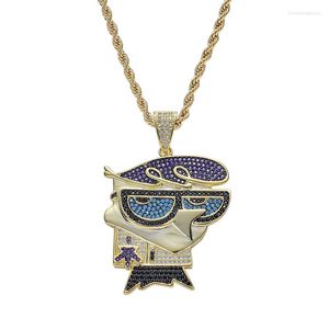 Pendentif Colliers Hip Hop CZ Pierre Pavé Bling Glacé Monsieur Petit Oiseau Personnage De Dessin Animé Pendentifs Collier Pour Hommes Bijoux Or Argent