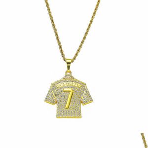 Pendentif Colliers Hip Hop Designer Mode Plaqué Or Cristaux Football Jersey Collier 75Cm Drop Delivery Bijoux Pendentifs Dhnkh