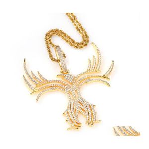 Colliers de pendentif Fashion Hip Hop Zircon Squelette Butterfly Pendants Collier Bling Iced Out Gold Sier Color For Men Women Jewelry D Dhzsl